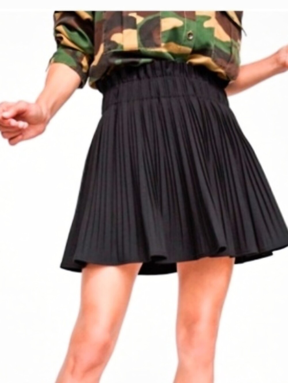 Zara Black Pleated Skater Skirt